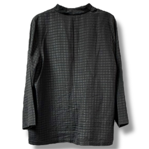 Eileen Fisher Silk / Organic Cotton Pucker Grid Jacket NWT Graphite Grey XS - Picture 4 of 7